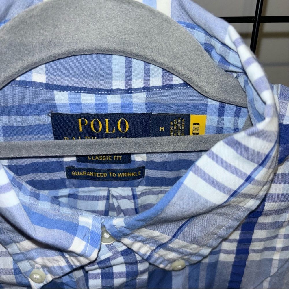 Polo by Ralph Lauren Blue and White Short Sleeve Button Down Shirt NWT - Picture 4 of 7